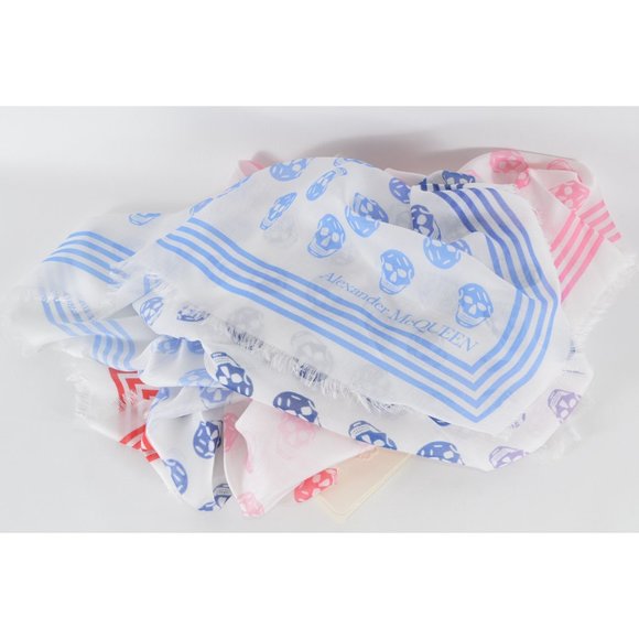 Alexander McQueen Pastel Modal BIKER SKULL Scarf - Picture 3 of 9